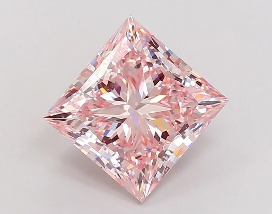 8.02ct PRINCESS Fancy Pink VVS2 Coloured Lab diamond