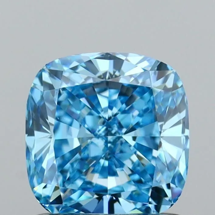 1.00ct CUSHION Fancy Vivid Blue VVS1 Coloured Lab diamond