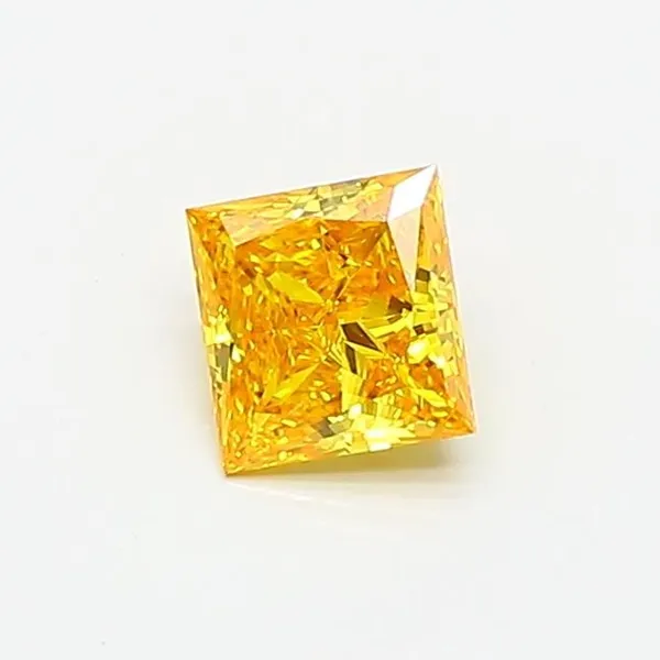 0.42ct PRINCESS Fancy Vivid Yellow VS1 Coloured Lab diamond