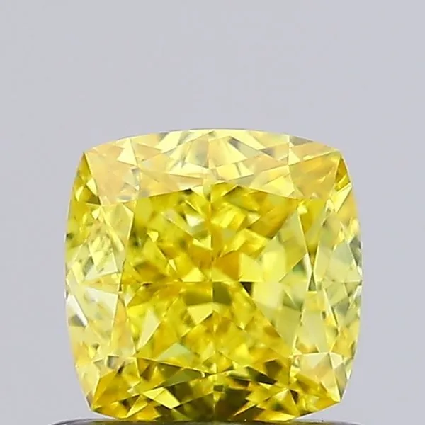 0.95ct CUSHION Fancy Vivid Yellow VVS2 Coloured Lab diamond