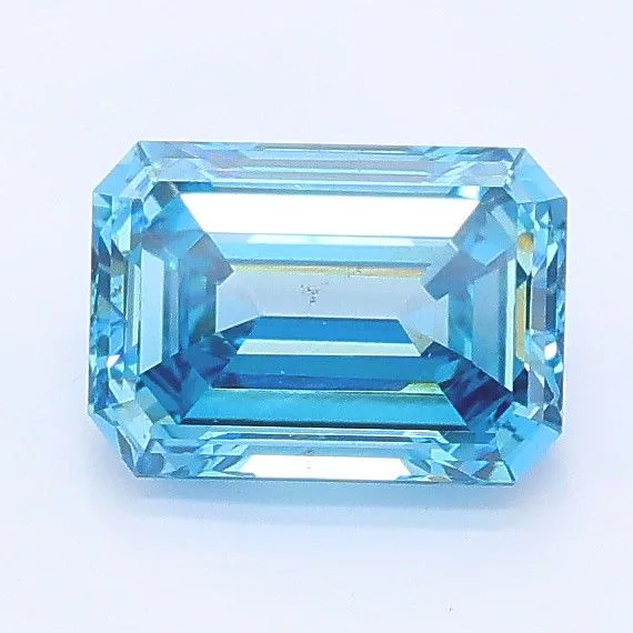 1.02ct EMERALD Fancy Vivid Blue VS2 Coloured Lab diamond