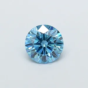 0.9ct ROUND Fancy Vivid Blue VS2 Coloured Lab diamond