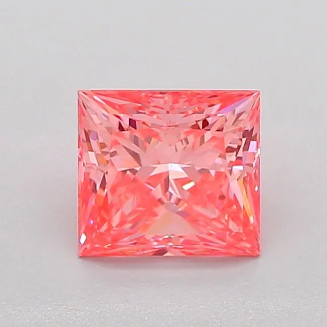 1.06ct PRINCESS Fancy Vivid Reddish Pink VS1 Coloured Lab diamond