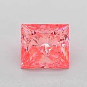 1.06ct PRINCESS Fancy Vivid Reddish Pink VS1 Coloured Lab diamond