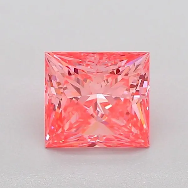 1.06ct PRINCESS Fancy Vivid Reddish Pink VS1 Coloured Lab diamond
