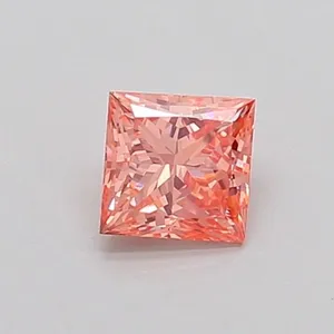 0.4ct PRINCESS Fancy Vivid Orangey Pink VS2 Coloured Lab diamond