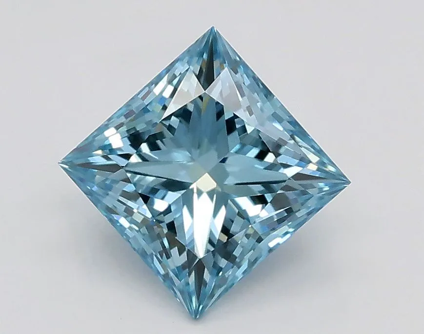1.21ct PRINCESS Fancy Intense Greenish Blue VS1 Coloured Lab diamond