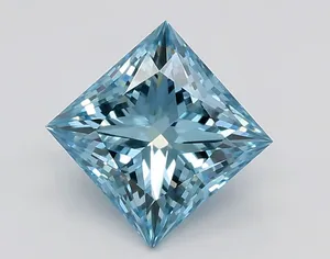 1.21ct PRINCESS Fancy Intense Greenish Blue VS1 Coloured Lab diamond