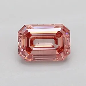 0.52ct EMERALD Fancy Intense Pink SI1 Coloured Lab diamond