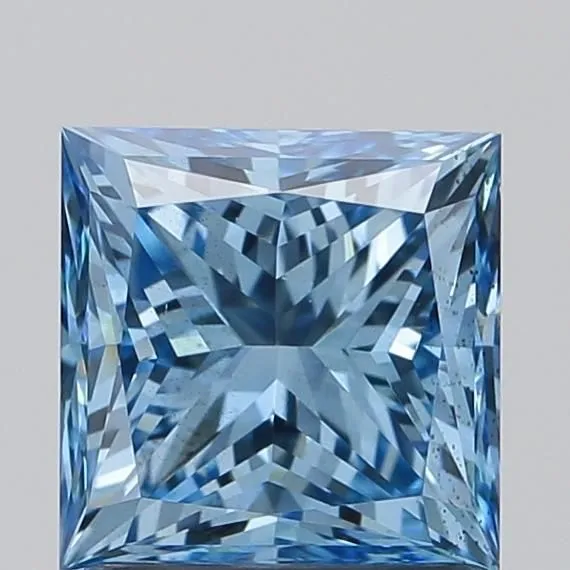 1.35ct PRINCESS Fancy Vivid Blue SI1 Coloured Lab diamond