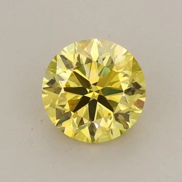 0.66ct ROUND Fancy Vivid Yellow VVS2 Coloured Lab diamond