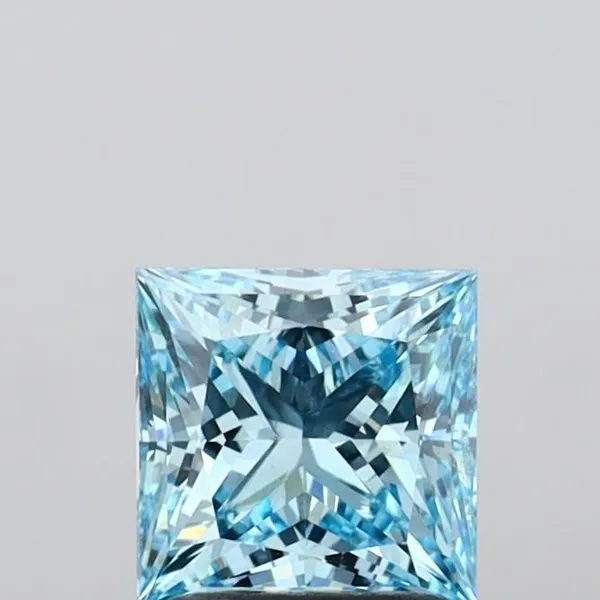 1.45ct PRINCESS Fancy Vivid Blue VVS2 Coloured Lab diamond