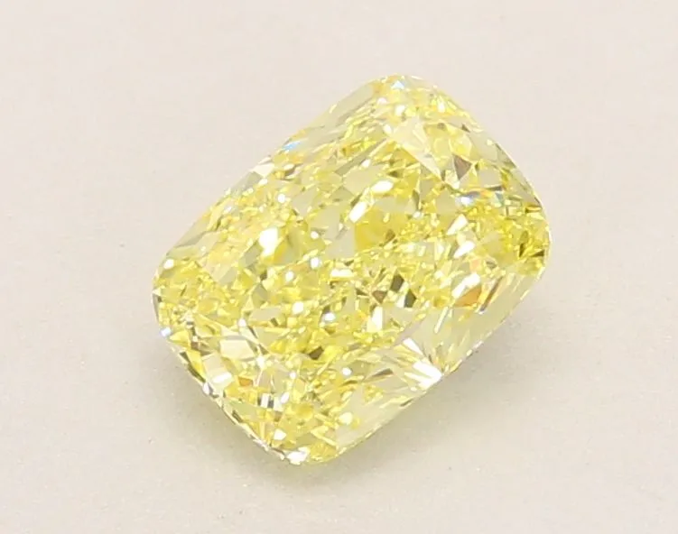 1.08ct CUSHION Fancy Intense Yellow VVS2 Coloured Lab diamond