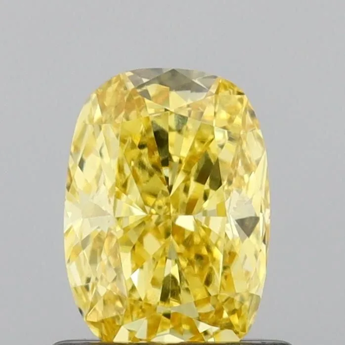 0.61ct CUSHION Fancy Vivid Yellow VS1 Coloured Lab diamond