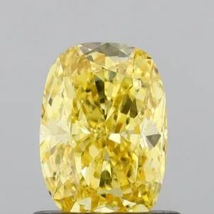0.61ct CUSHION Fancy Vivid Yellow VS1 Coloured Lab diamond