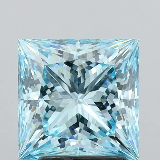 2.85ct PRINCESS Fancy Vivid Blue VVS2 Coloured Lab diamond