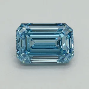 1.29ct EMERALD Fancy Vivid Blue VS1 Coloured Lab diamond