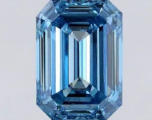 0.58ct EMERALD Fancy Vivid Blue VVS2 Coloured Lab diamond