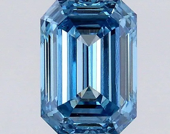 0.58ct EMERALD Fancy Vivid Blue VVS2 Coloured Lab diamond