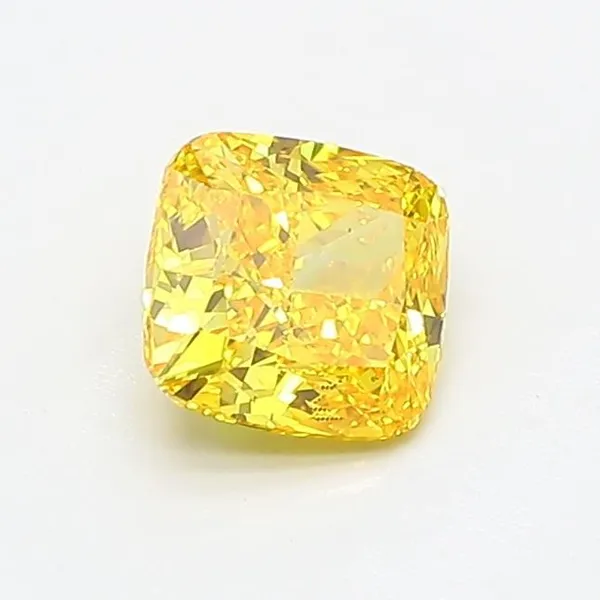 0.86ct CUSHION Fancy Vivid Yellow VS1 Coloured Lab diamond