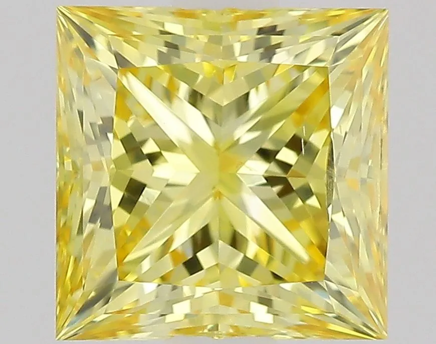 1.00ct PRINCESS Fancy Intense Yellow SI2 Coloured Lab diamond
