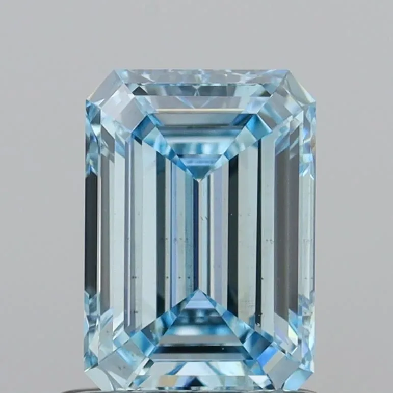 1.12ct EMERALD Fancy Vivid Blue VS2 Coloured Lab diamond