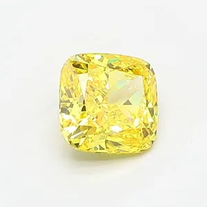 0.79ct CUSHION Fancy Vivid Yellow VVS1 Coloured Lab diamond