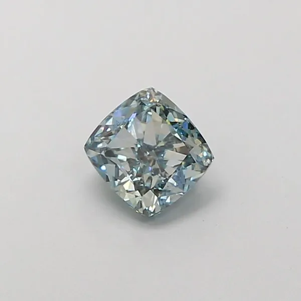 1.03ct CUSHION Fancy Vivid Greenish Blue VS1 Coloured Lab diamond