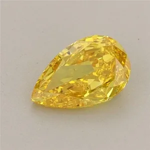 0.56ct PEAR Fancy Vivid Yellow VS1 Coloured Lab diamond