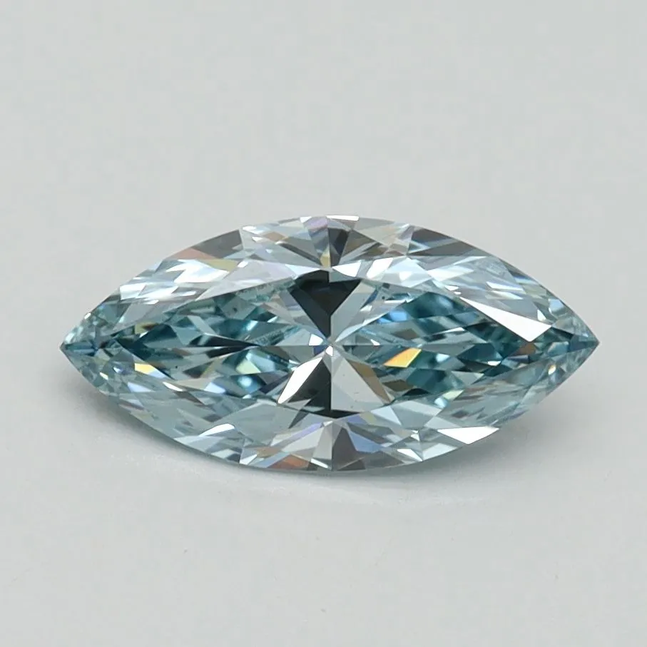 0.76ct MARQUISE Fancy Intense Greenish Blue VS2 Coloured Lab diamond