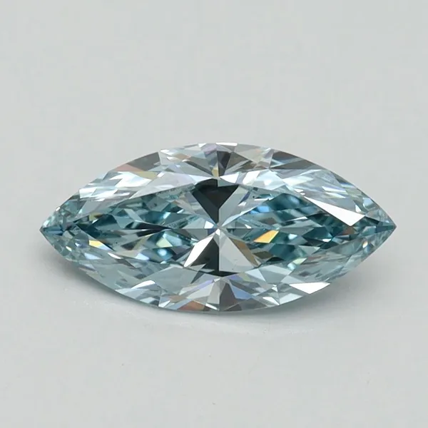 0.76ct MARQUISE Fancy Intense Greenish Blue VS2 Coloured Lab diamond