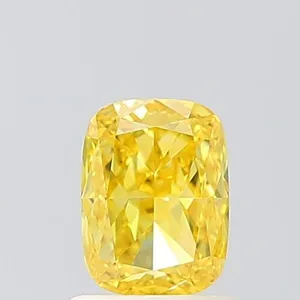 1ct CUSHION Fancy Vivid Yellow VVS2 Coloured Lab diamond