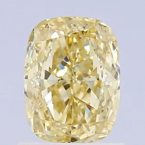 1ct CUSHION Fancy Intense Yellow SI1 Coloured Lab diamond