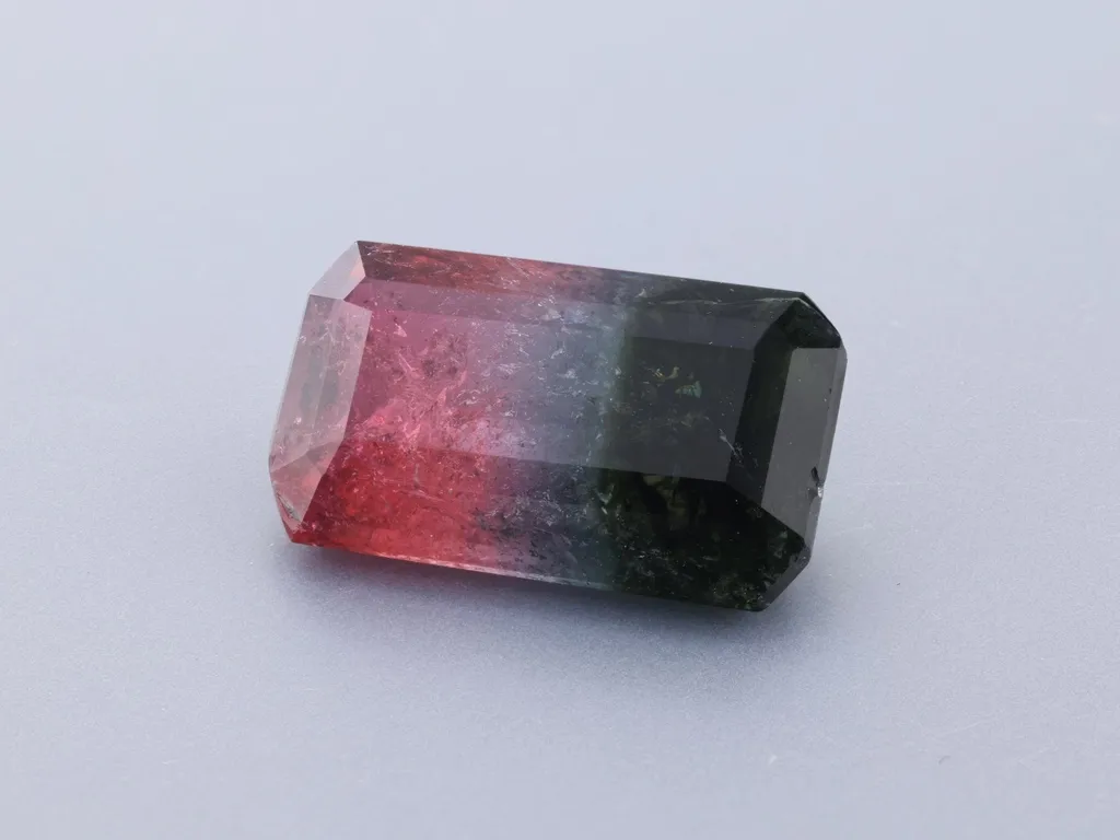 6.31ct Parti Tourmaline, Emerald Cut gemstone