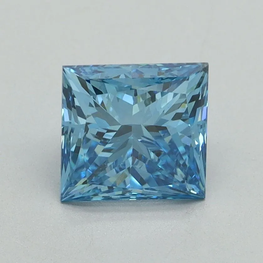 1.50ct PRINCESS Fancy Vivid Blue VS2 Coloured Lab diamond