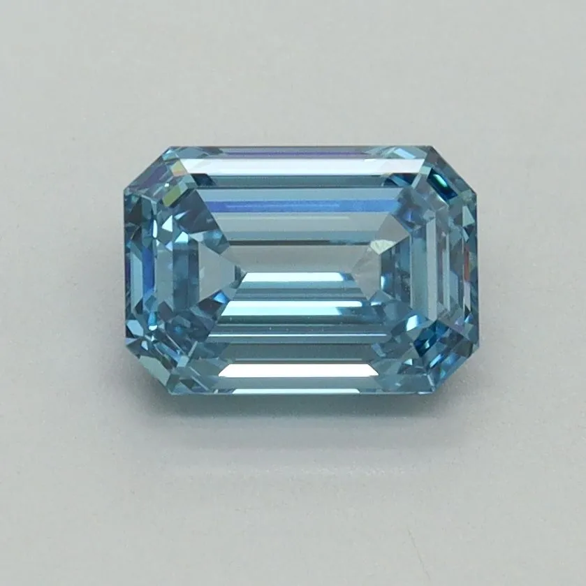 1.10ct EMERALD Fancy Vivid Blue VVS2 Coloured Lab diamond