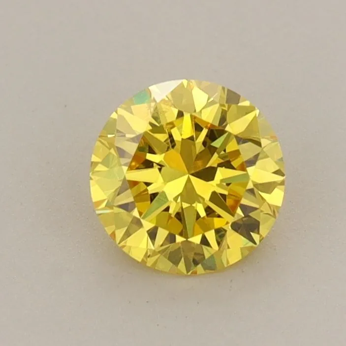 0.59ct ROUND Fancy Vivid Yellow VS2 Coloured Lab diamond