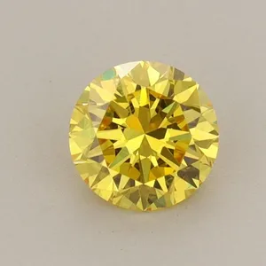 0.59ct ROUND Fancy Vivid Yellow VS2 Coloured Lab diamond