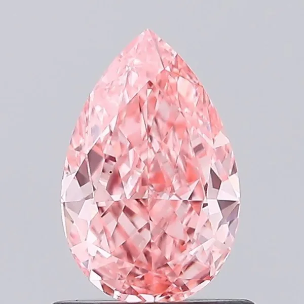 0.86ct PEAR Fancy Vivid Pink VS1 Coloured Lab diamond