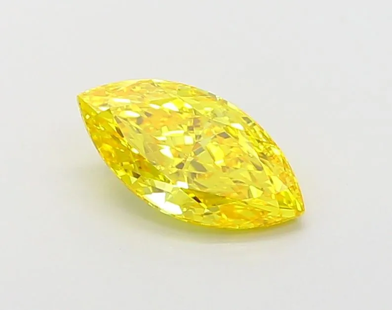 0.99ct MARQUISE Fancy Vivid Yellow VVS2 Coloured Lab diamond