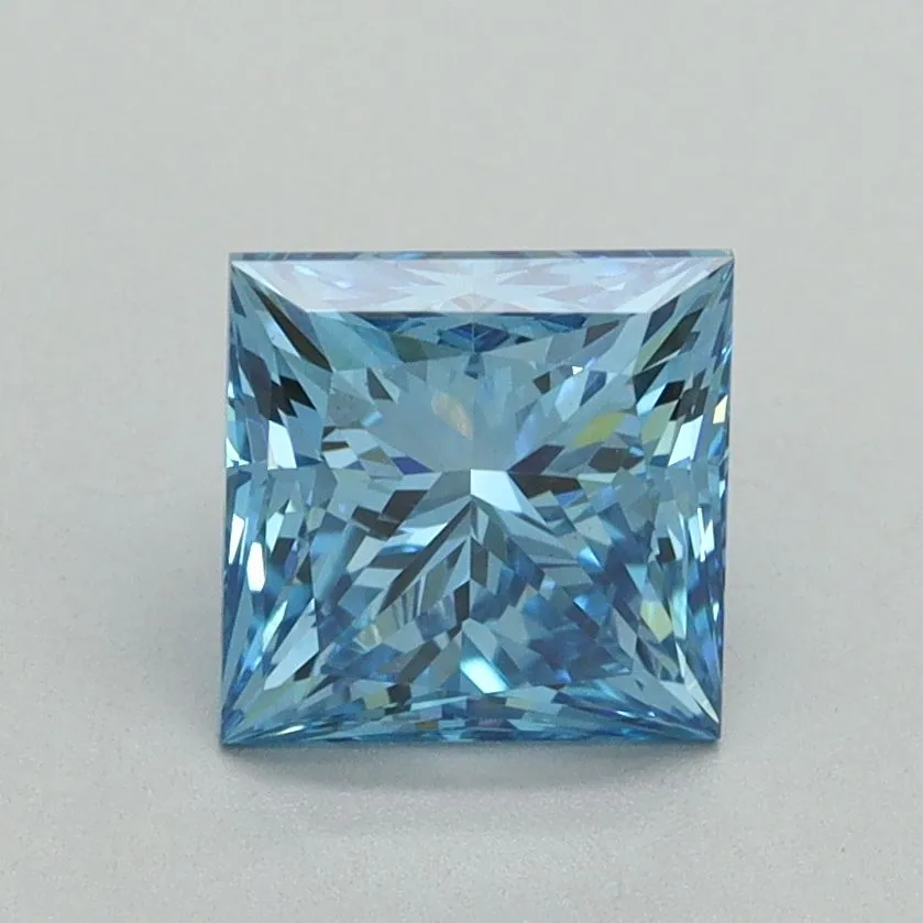 1.54ct PRINCESS Fancy Vivid Blue VS1 Coloured Lab diamond