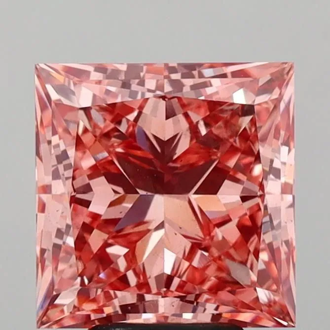 5.24ct PRINCESS Fancy Vivid Pink VS2 Coloured Lab diamond