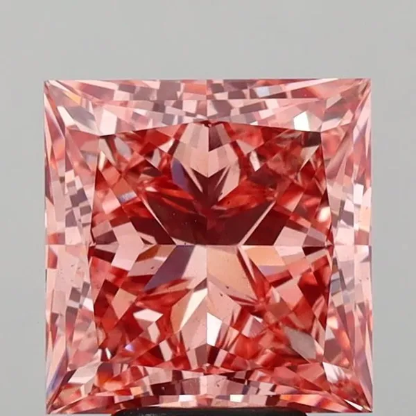 5.24ct PRINCESS Fancy Vivid Pink VS2 Coloured Lab diamond