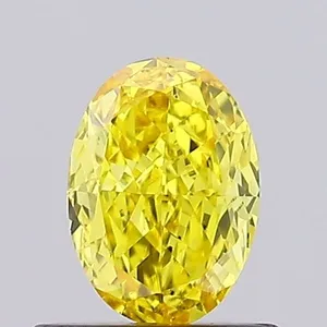 0.57ct OVAL Fancy Vivid Yellow VS1 Coloured Lab diamond