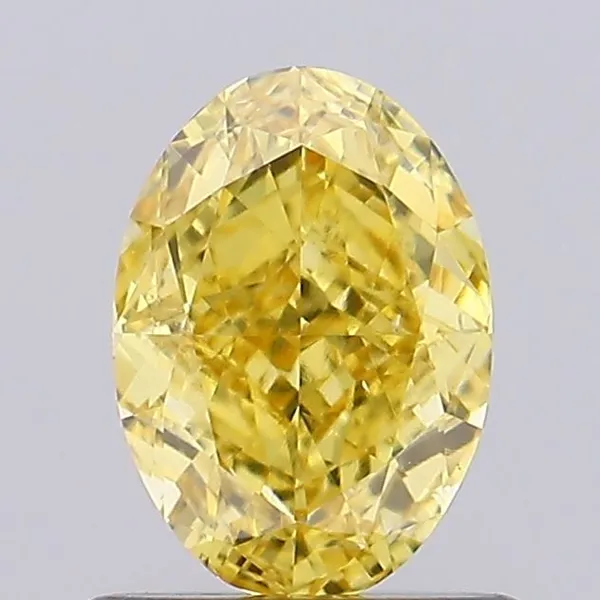 0.9ct OVAL Fancy Vivid Yellow VS2 Coloured Lab diamond
