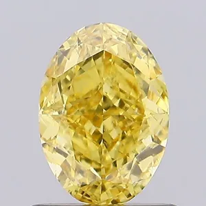0.9ct OVAL Fancy Vivid Yellow VS2 Coloured Lab diamond