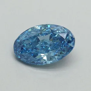 0.6ct OVAL Fancy Vivid Blue VS2 Coloured Lab diamond