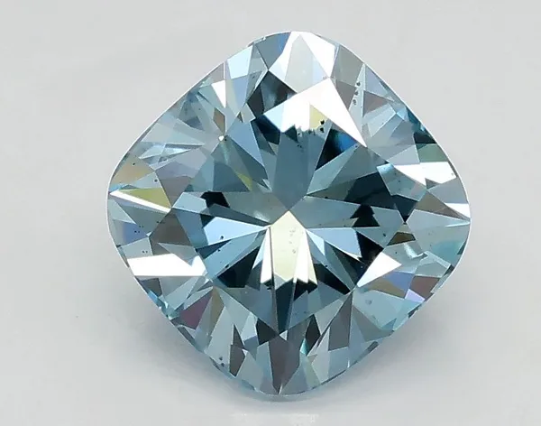 1.4ct CUSHION Fancy Intense Greenish Blue VS2 Coloured Lab diamond