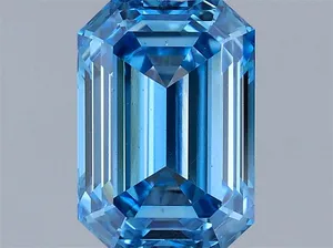 0.7ct EMERALD Fancy Vivid Blue VS2 Coloured Lab diamond
