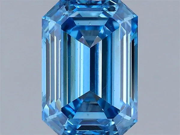0.7ct EMERALD Fancy Vivid Blue VS2 Coloured Lab diamond